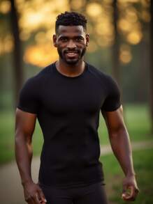 Men's High Elasticity Sports Muscle Fit Short Sleeve T-Shirt - Tight Compression Tee, Machine Washable, Solid Color For Gym & Casual, Suitable For All Seasons | Fashion Design | High Stretch Fabric