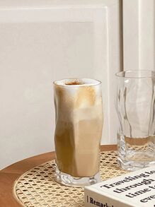 1 pieza Taza de vidrio asimétrica con giro, cristalería elegante y delicada para bebidas frías, cócteles, café, leche, café con hielo americano, taza de jugo de verano, taza para bebidas frías, copas para bar, cenas y restaurantes, adecuada para el hogar, la cocina, el comedor, celebraciones de cumpleaños y reuniones