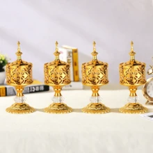 1 pièce/4 pièces Brûle-encens filigrane floral doré, support d'encens en métal ajouré doré de petite/grande taille, brûleur de parfum pour le safran, le santal, accessoires de décoration d'intérieur, ornement de style exotique