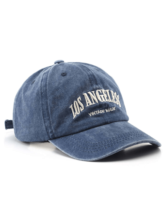 1pc Fashion Washed Blue Los Angeles Letter Embroidered Vintage Baseball Cap, Suitable For Outdoor Street Wear And Sun Protection