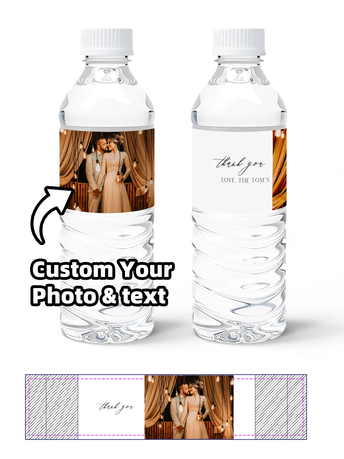 1~20pcs Custom Photo Water Bottle Label-3 Styles, Personalized Celebration Tags, Personalized DIY Bottle Water Waist Seal Stickers, Personalized Water Bottle Labels For Wedding, Birthday, Baptism, Wedding, For Him, Her, Boyfriend, Girlfriend, Dad, Mom, Friends, Multi-Functional, Ideal Gifts For Him, Boyfriend, Mom, Friends, Tea Room, Home, Garden, Office, For Valentine's Day, For Mother's Day, For Father's Day, For Graduation, For Weddings, For Housewarming, Warm Ambience, Autumn Home Refresh, Xmas Decoration, Home Harmony, Office Decor