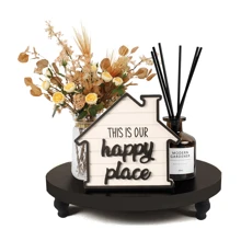 1 pezzo Supporto decorativo in legno, Piedistallo moderno in stile fattoria, Organizer per ripiano del bagno, Portasaponetta in stile fattoria per decorazione cucina, Supporto in legno per decorazione casa e cucina, Vassoio rustico per ripiano del bagno e organizer per top