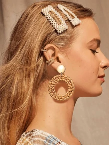 Yanxyad Rattan Earrings For Lightweight Geometric Statement Earrings Handmade Straw Wicker Braid Teardrop Hoop Drop Dangle Earrings Handmade Boho Raffia Earrings For Women Raffia Statement Earrings Rattan Diamond Wedding Earrings For Summer & Vacation
