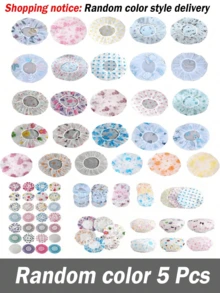 Set de 3/5 piezas de gorros de ducha reutilizables y gruesos a prueba de agua - Patrones aleatorios | Esencial para el baño en el salón y el hogar, gorro de ducha para el cuidado del cabello de las damas (accesorio de baño) Decoración de baño Decoración de otoño Regreso a la escuela