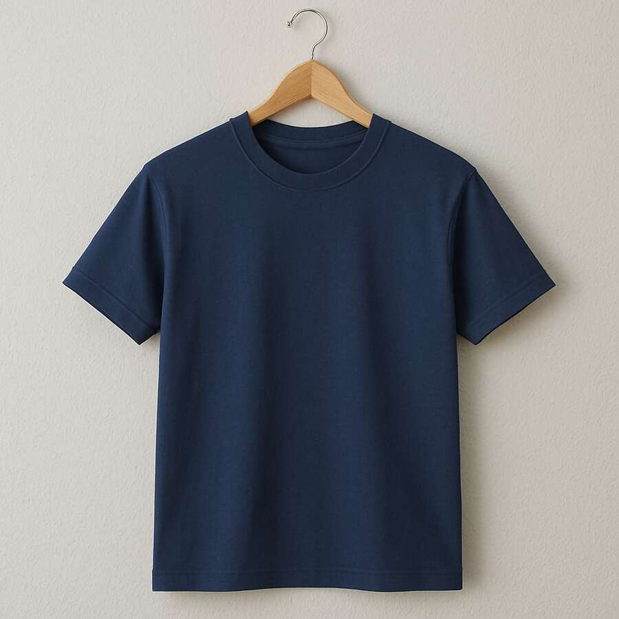 Basic T-Shirt Bright Colors 100% Cotton 30.1 Unisex - 藏蓝色 - 查看 1
