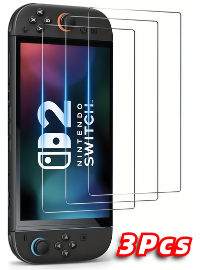 [3Pcs] Compatible With Nintendo Switch Game Screen Protector, Full Coverage, Easy To Install, HD Clarity, Bubble Free, Scratch And Shatterproof, Tempered Glass Screen Protector, Ultra HD. Compatible With Switch Oled/Switch Lite/Switch/Switch 2