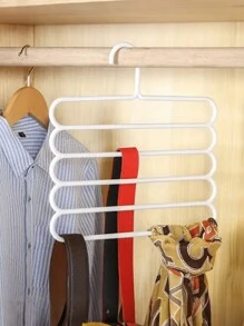 1pc 5-Tier Space Saving Pants Rack, Multi-Functional Wardrobe Storage Organizer, Plastic Trousers Hanger, Wardrobe Organizer For Pants, Jeans, Skirts, Scarves, Bedroom Closet Storage And Balcony Drying