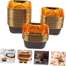 50pcs Square Cupcake Liners, 12 Colors, Single-Sided Gold, Heat-Resistant Disposable Aluminum Foil Baking Cups, Suitable For Wedding, Valentine's Day, Christmas, Halloween, Easter, Thanksgiving