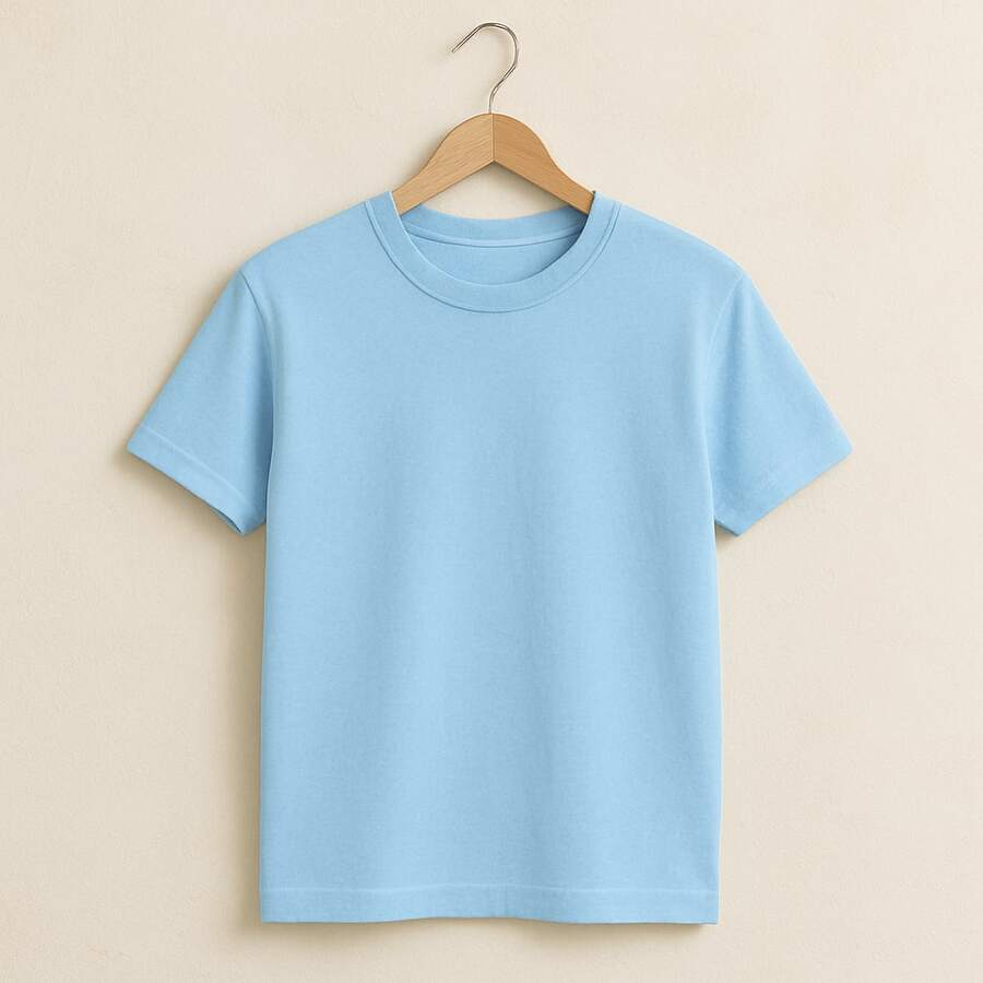 Basic T-Shirt Bright Colors 100% Cotton 30.1 Unisex - 淺藍色 - 查看 1