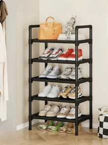 1 pezzo Piccolo scaffale per scarpe nero, 45 cm di larghezza, migliora lo spazio, semplice e antipolvere, robusto, alla moda, facile da montare/smontare, portatile, adatto per soggiorno, camera da letto, ingresso, ufficio, casa, storage a più livelli, regalo per vacanze, regalo di Natale, regalo per bambini