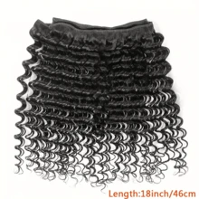 BINF Extensiones de cabello humano Deep Wave, mechones de cabello humano brasileño 12A virgen, mechones de cabello rizado profundo brasileño, tejido de cabello humano Remy rizado, mechones de cabello color negro natural - Natural Black - Ver 5