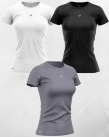 KIT 03 Women's Sports T-Shirts For Gym Training Running Fitness - 摩卡棕 - 查看 1