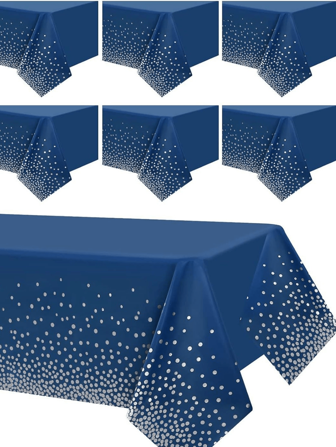 1PC Blue And Gold Rectangular Tablecloth Holiday Party Disposable Tablecloth Gold Banquet Decoration Birthday Decoration Birthday Supplies Party Supplies Party Decoration Holiday Decoration Holiday Supplies