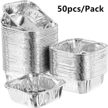 50pcs Square Cupcake Liners, 12 Colors, Single-Sided Gold, Heat-Resistant Disposable Aluminum Foil Baking Cups, Suitable For Wedding, Valentine's Day, Christmas, Halloween, Easter, Thanksgiving