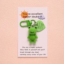 1pc Cute Flocking Fun Frog Keychain Pendant Car Keychain Creative Decorative Pendant Back To School