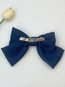 A Solid Color Satin Oversized Bow Hair Clip, Sweet And Elegant Wind Curly Hair Top Clip, Back Head Hair Clip Headpiece, Spring Clip Headpiece, High Ponytail Butterfly Hair Clip,Valentine's Day Couple As Gift Hair Accessories, School Stuff