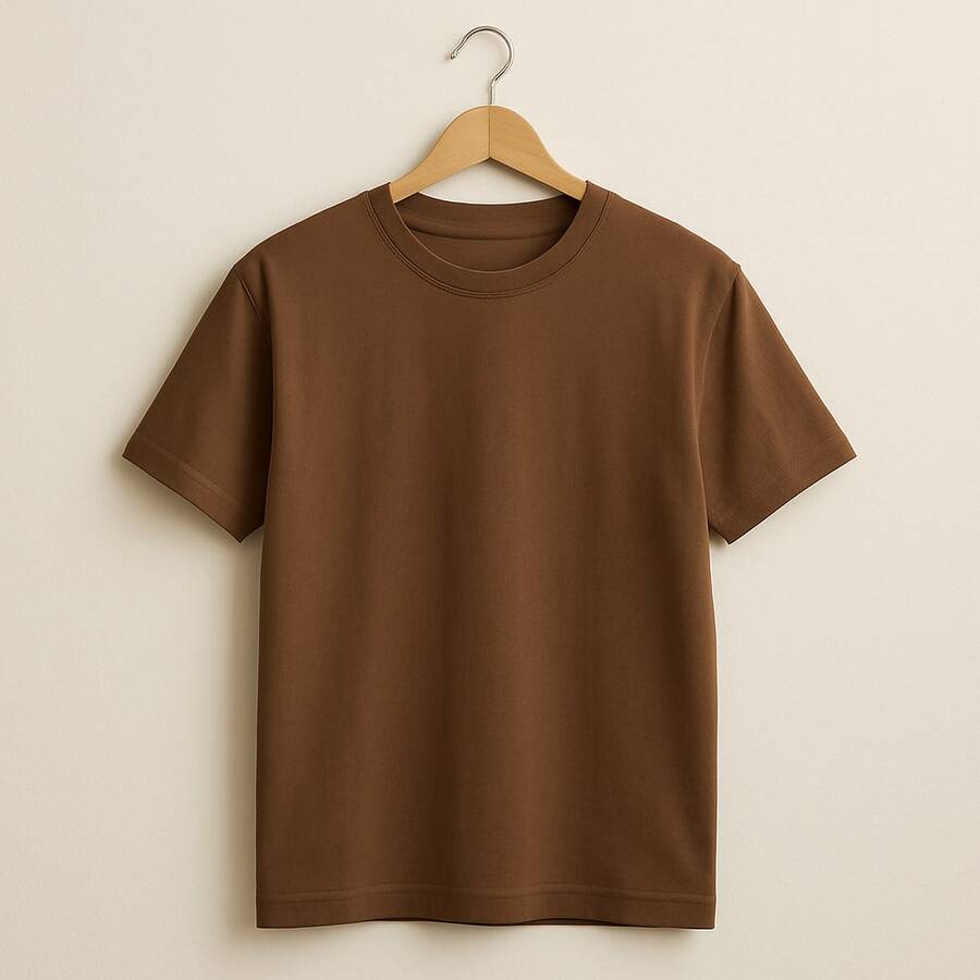 Basic T-Shirt Bright Colors 100% Cotton 30.1 Unisex - 鏽棕色 - 查看 1
