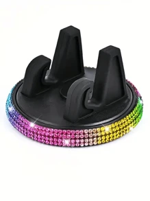 1pc Shiny Diamond Car Phone Holder - Cute, Horizontal & Vertical Multi-Function, Dashboard Mounted PVC Material