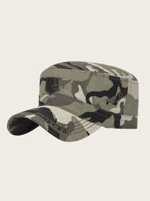 1Pc Men's Army Flat-Top Cap, Lightweight Breathable Sun Protection Hat, Unisex Outdoor Baseball Cap For Spring And Summer