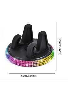 1pc Shiny Diamond Car Phone Holder - Cute, Horizontal & Vertical Multi-Function, Dashboard Mounted PVC Material
