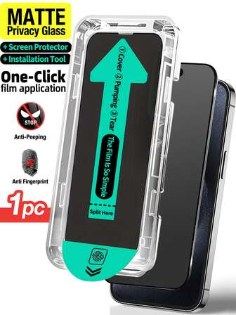 Yezodawee 磨砂防偷窥钢化玻璃屏幕保护膜带安装套件自动对齐套件适用于 17 Pro Max/17 Pro/17 Air/17/16 Pro Max/16 Pro/16 Plus/16E/16/15 Pro Max/14 Pro Max/13 Mini/12/11 系列，全覆盖，防指纹，防摔，防刮