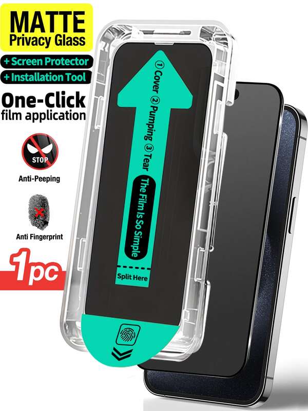 Yezodawee Matte Anti-Peeping Tempered Glass Screen Protector With Install Kit Auto-Alignment Kit Compatible With IPhone 17 Pro Max/17 Pro/17 Air/17/16 Pro Max/16 Pro/16 Plus/16E/16/15 Pro Max/14 Pro Max/13 Mini/12/11 Series, Full Coverage, Anti-Fingerprints, Anti-Fall, Anti-Scratch