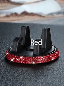 1pc Shiny Diamond Car Phone Holder - Cute, Horizontal & Vertical Multi-Function, Dashboard Mounted PVC Material