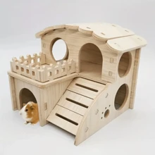 仓鼠秋千跷跷板小屋木制巢穴躲藏玩具配件 DIY 仓鼠用品，适用于仓鼠和金丝雀的木制躲藏屋和跷跷板玩具套装 - 彩色 - 查看 11