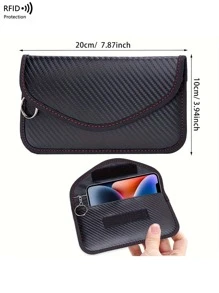 Funda con bloqueo de señal RFID de material de fibra de carbono para protección de privacidad para teléfono móvil. Estuche con blindaje anti-rastreo y anti-hackeo para billetera, billetera pequeña y monedero de mujer