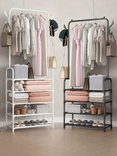 Organisateur de placard portable multifonctionnel, 60 cm de large, portant-vêtements, étagère à chaussures, étagères de rangement, penderie mobile pour chambre, facile à assembler, convient pour le salon, l'entrée, la chambre, le bureau, cadeau de fête, cadeau de la Saint-Valentin