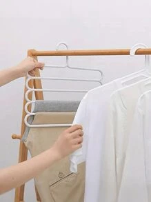 1pc 5-Tier Space Saving Pants Rack, Multi-Functional Wardrobe Storage Organizer, Plastic Trousers Hanger, Wardrobe Organizer For Pants, Jeans, Skirts, Scarves, Bedroom Closet Storage And Balcony Drying