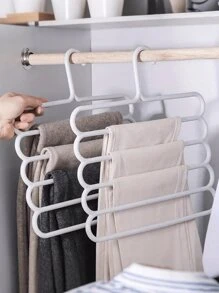1pc 5-Tier Space Saving Pants Rack, Multi-Functional Wardrobe Storage Organizer, Plastic Trousers Hanger, Wardrobe Organizer For Pants, Jeans, Skirts, Scarves, Bedroom Closet Storage And Balcony Drying