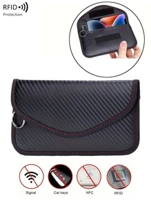Funda con bloqueo de señal RFID de material de fibra de carbono para protección de privacidad para teléfono móvil. Estuche con blindaje anti-rastreo y anti-hackeo para billetera, billetera pequeña y monedero de mujer