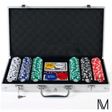 Juego de 500 fichas de poker con maletín metálico y barajas set completo para aficionados incluye accesorios resistentes y práctico para transportarse. - Plateado - Ver 1