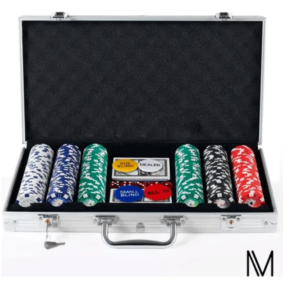 Juego de 500 fichas de poker con maletín metálico y barajas set completo para aficionados incluye accesorios resistentes y práctico para transportarse.