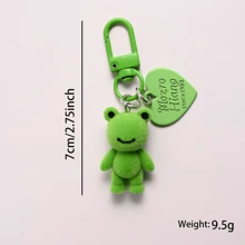 1pc Cute Flocking Fun Frog Keychain Pendant Car Keychain Creative Decorative Pendant Back To School