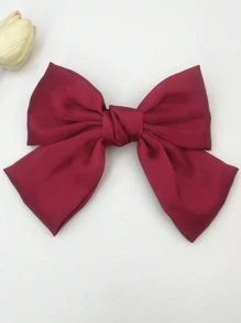 A Solid Color Satin Oversized Bow Hair Clip, Sweet And Elegant Wind Curly Hair Top Clip, Back Head Hair Clip Headpiece, Spring Clip Headpiece, High Ponytail Butterfly Hair Clip,Valentine's Day Couple As Gift Hair Accessories, School Stuff