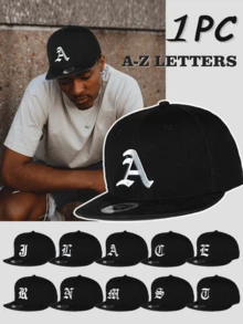 1 件优质 26 字母刺绣平檐棒球帽，时尚男女通用休闲嘻哈帽，适合作为生日礼物 - 彩色 - 查看 1