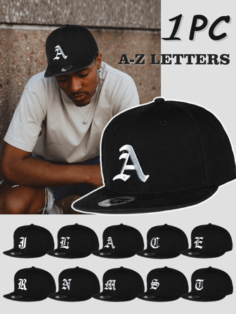 1pc Premium 26-Letter Embroidered Flat-Brim Baseball Cap, Fashionable Unisex Casual Hip Hop Hat, Suitable As Birthday Gift