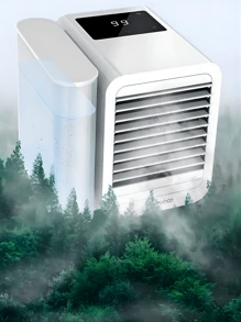 Ventilador de aire acondicionado de escritorio de 1000ML con pantalla táctil, temporizador, refrigeración por agua, humidificador y sin aspas