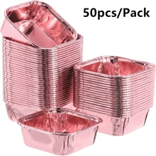 50pcs Square Cupcake Liners, 12 Colors, Single-Sided Gold, Heat-Resistant Disposable Aluminum Foil Baking Cups, Suitable For Wedding, Valentine's Day, Christmas, Halloween, Easter, Thanksgiving