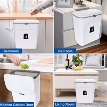 Hanging Trash Can, Kitchen Cabinet Door Hanging Trash Can, Local Inventory Shipping, Covered Kitchen Trash Can, Food Trash Can That Can Be Hung Or Pasted, Large Storage Paper Basket Suitable For Kitchen, Bathroom, Bedroom And Office, Great Mother's Day Gift