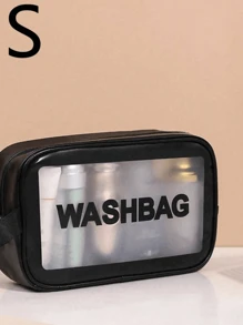 Makeup Bag Toiletry Bag Travel Bag,Portable Waterproof PU Cosmetic Bag,Swim Bag,Travel Essentials For Women,Waterproof Clear Bag Cosmetic Bag For Cosmetic,Toiletries,Tool Accessories ,Back To School(1Pc/3Set Black),For Holiday Beach, Bathroom Collection, Bedroom Collection, Large Capacity