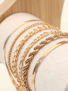 6 件套简约手镯套装，适合日常佩戴、派对、节日和约会 - 均碼 - 查看 3