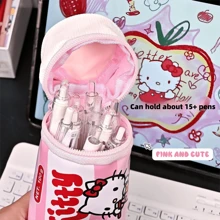 Sanrio Étui à crayons multifonction en forme de dentifrice Hello chat mignon. Sac de rangement pour lunettes KT chat drôle. Étui de protection pour accessoires d'appareil photo, perche à selfie. Sac cosmétique/boîte à papeterie/étui à crayons drôle portable. Organisateur de bureau. Récompenses étudiantes créatives