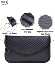 Funda con bloqueo de señal RFID de material de fibra de carbono para protección de privacidad para teléfono móvil. Estuche con blindaje anti-rastreo y anti-hackeo para billetera, billetera pequeña y monedero de mujer