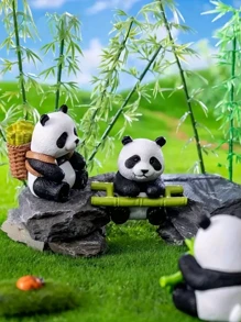 Cute Realistic Panda Figurine, Creative Home Decor Accessory, For Desk, DIY Crafts, Car Dashboard, Garden Holiday Decoration, Multifunctional, Suitable For Various Room Decorations