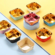 50pcs Square Cupcake Liners, 12 Colors, Single-Sided Gold, Heat-Resistant Disposable Aluminum Foil Baking Cups, Suitable For Wedding, Valentine's Day, Christmas, Halloween, Easter, Thanksgiving