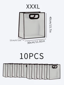 1pc Clear Gift Bag, Simple Hollow Out Handle Design PVC Gift Wrapping Bag For Party - Black - View 25