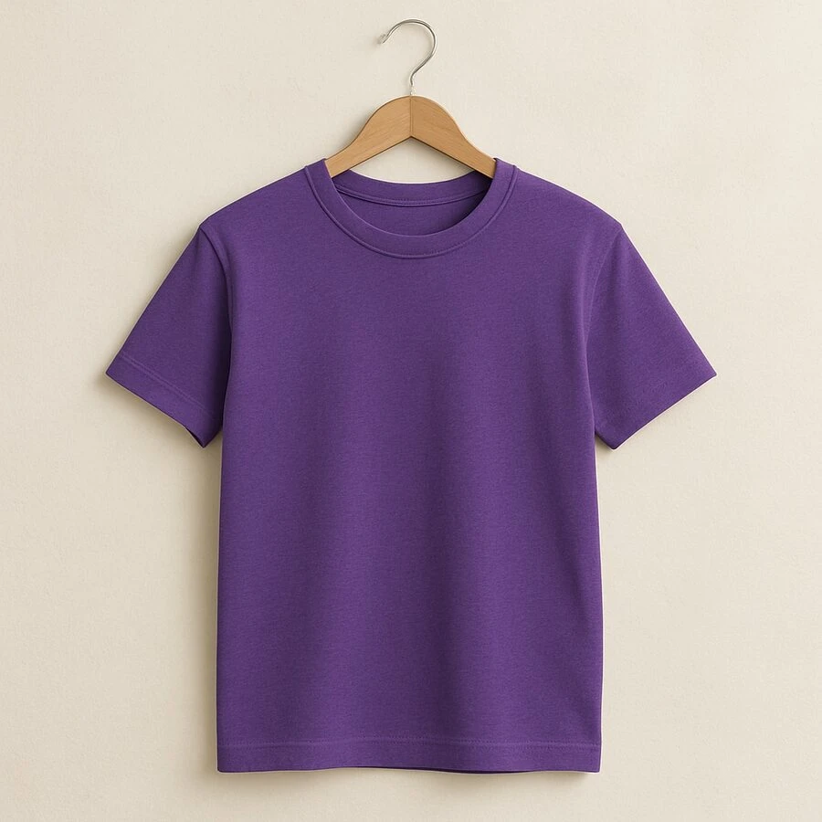 Basic T-Shirt Bright Colors 100% Cotton 30.1 Unisex - 紫色 - 查看 1